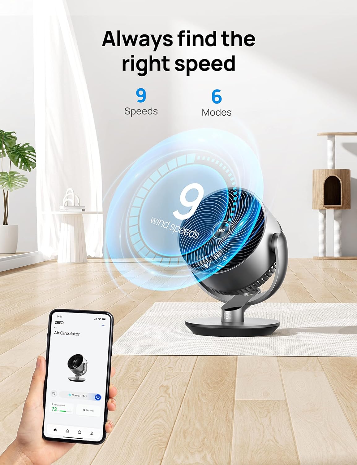 Dreo Ventiladores inteligentes para dormitorio, 11 pulgadas, ventilador...
