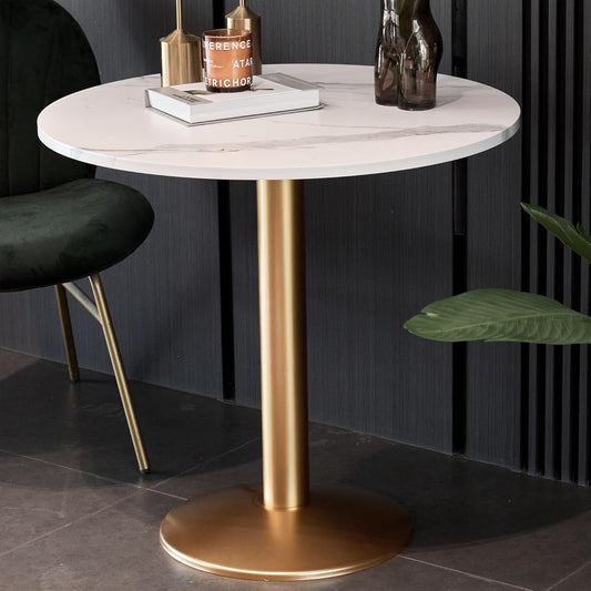 Mesa de comedor redonda y moderna, mesa de tulipanes con parte superior de...