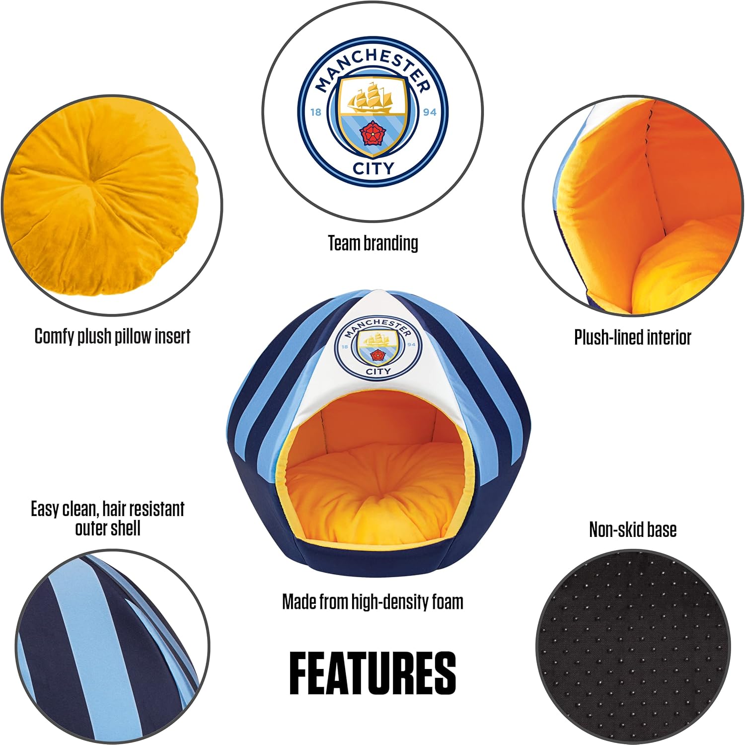 Maccabi Art Manchester City - Cama de fútbol para perros, cama temática...