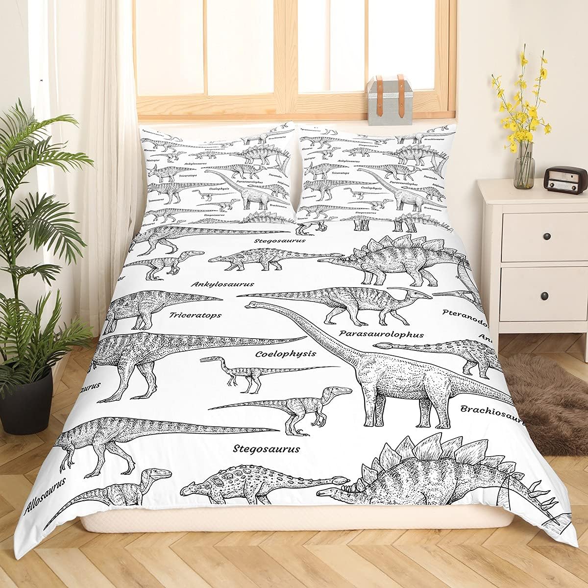 Erosebridal Juego de ropa de cama de dinosaurio para niños, adolescentes, funda...