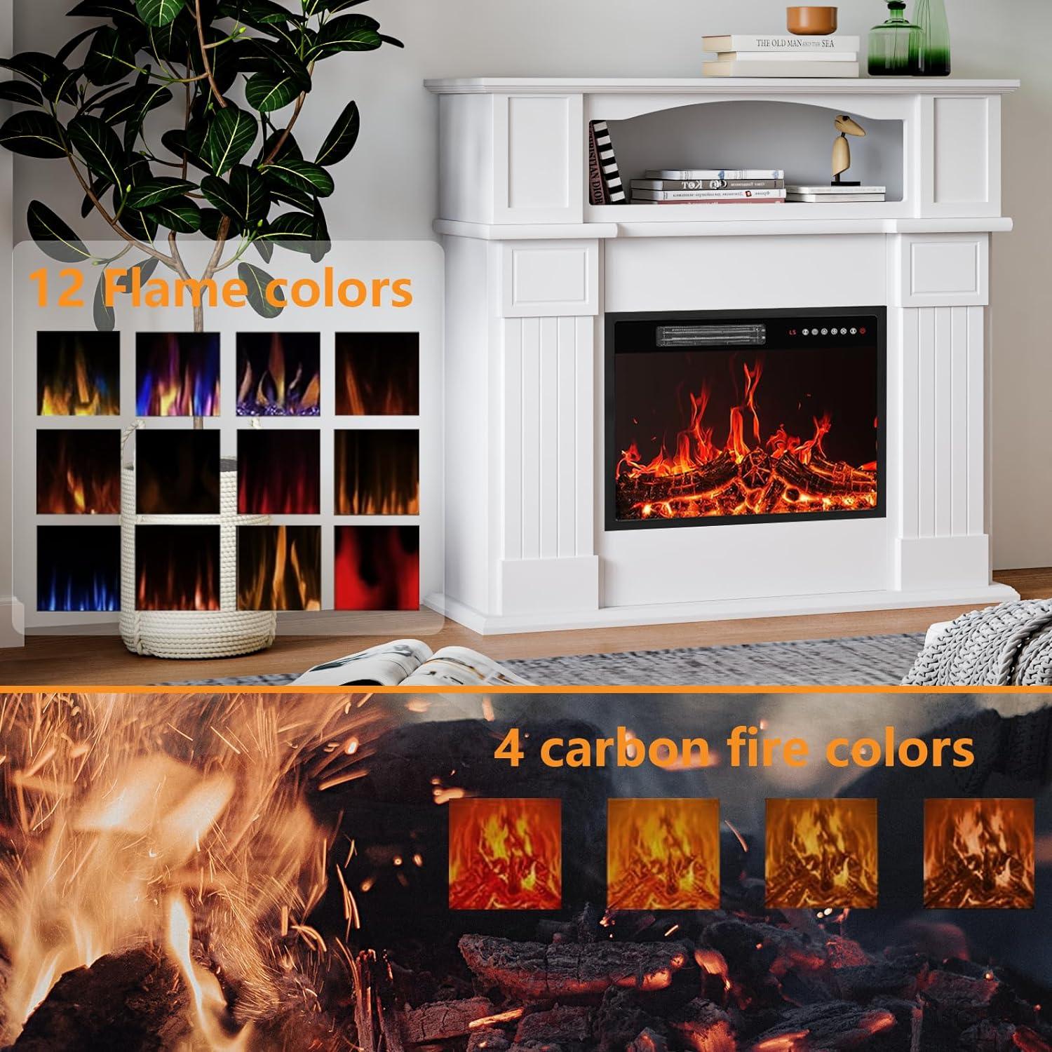 Chimenea eléctrica de 43 pulgadas con chimenea, inserto de chimenea eléctrica
