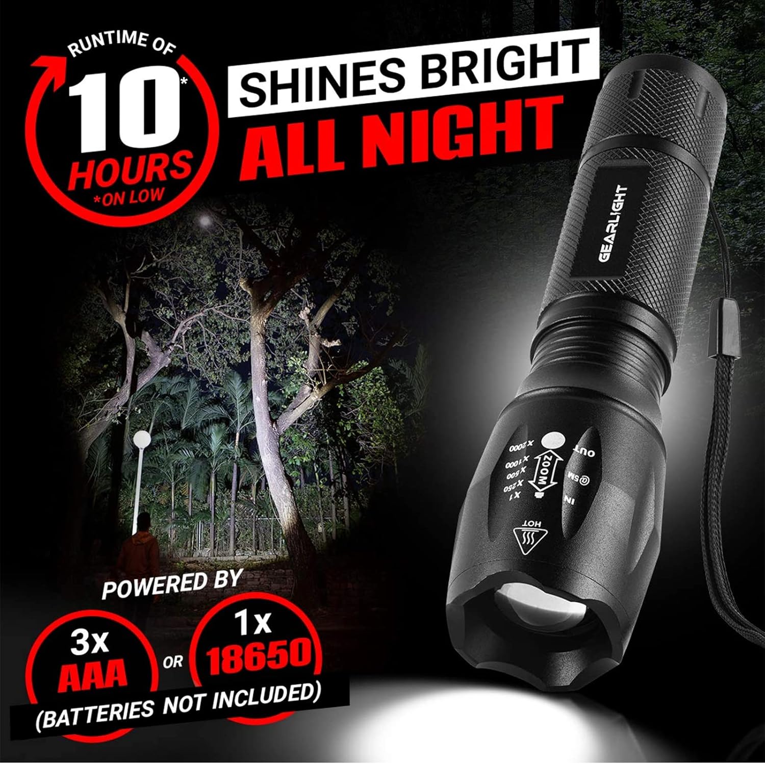 Linterna de mano LED táctica GearLight S1000, 2 unidades, alto lúmen, capacidad...