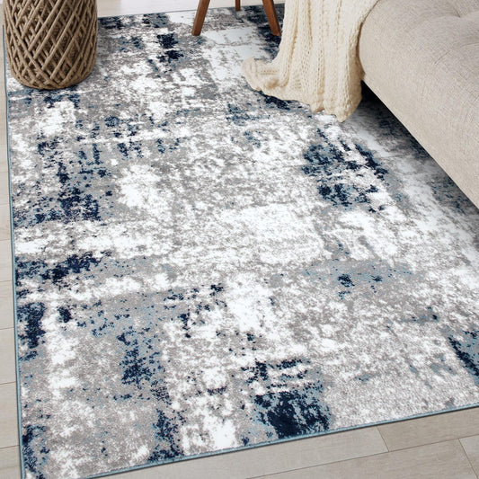Rugshop Alfombra abstracta contemporánea envejecida 3'3"x 5' Azul