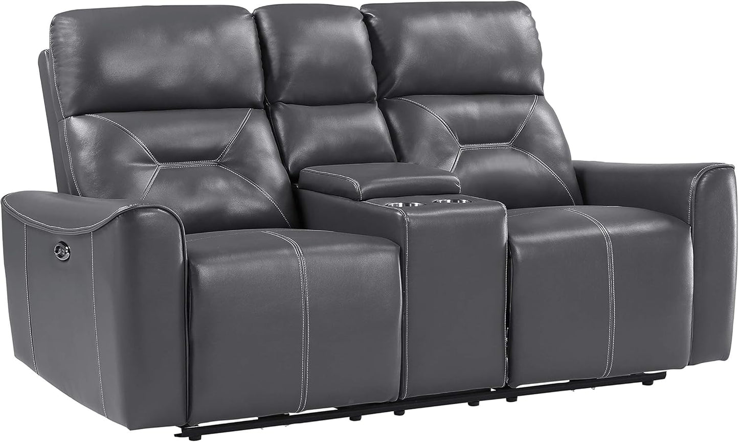 Lexicon Kittredge Wall-Hugger Power - Sofá biplaza reclinable doble, color gris...