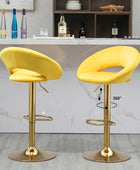 Juego de 2 taburetes de bar de terciopelo, taburetes de bar contemporáneos con...