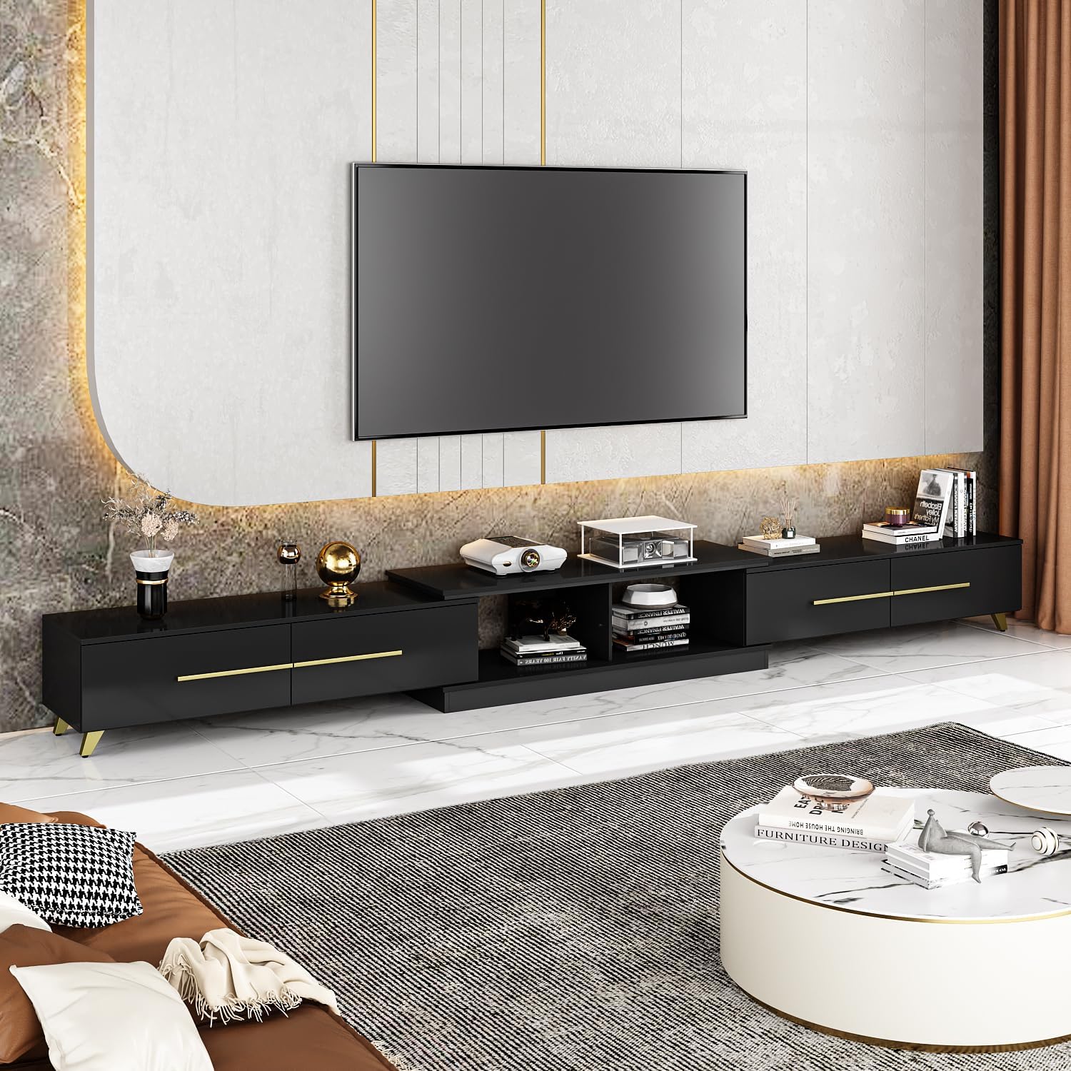Homsee Soporte de TV extensible para televisores de hasta 75 pulgadas, moderno...
