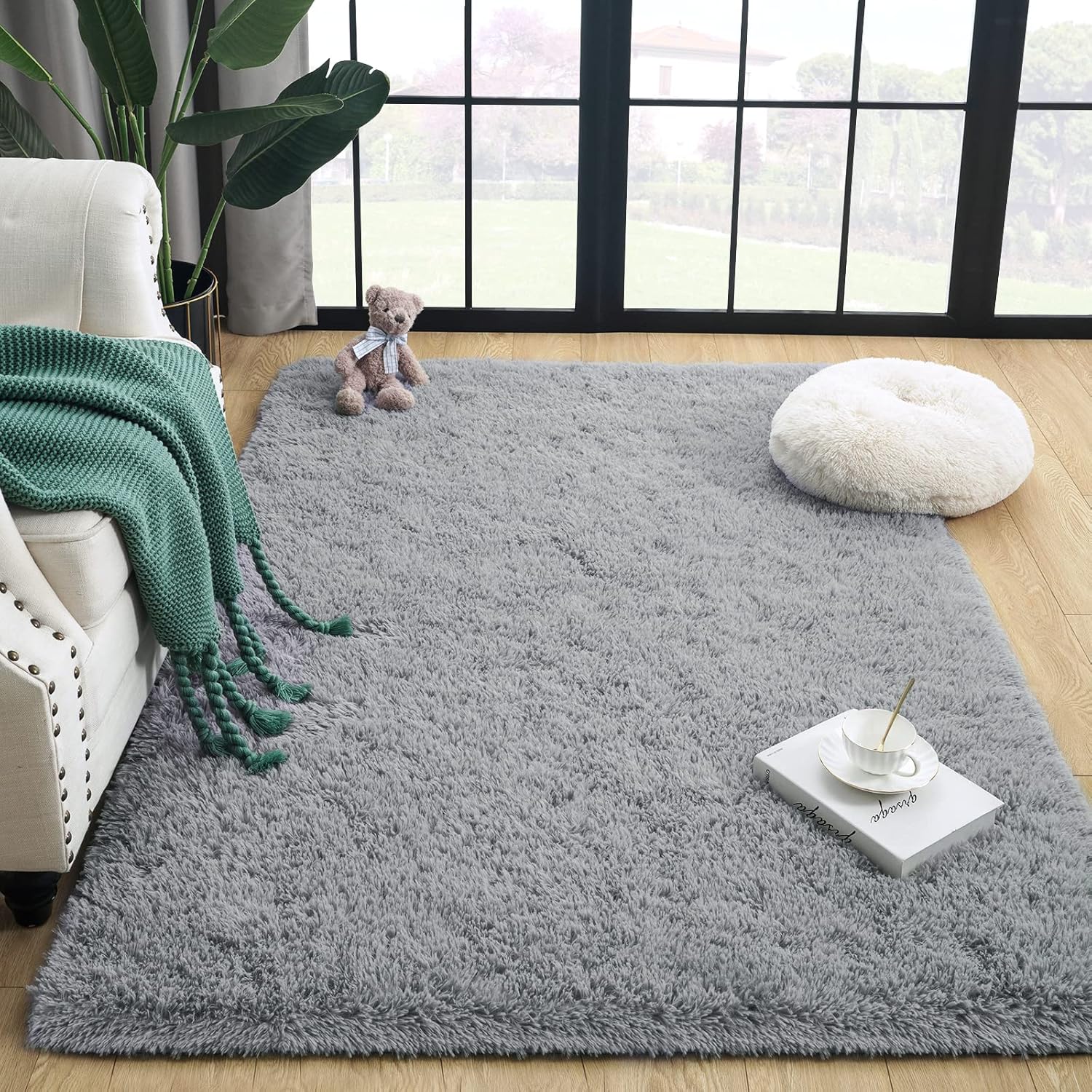 Alfombras peludas súper suaves para sala de estar y dormitorio, alfombras de...