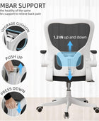 Monhey Silla de oficina ergonómica con soporte lumbar y brazos abatibles,...