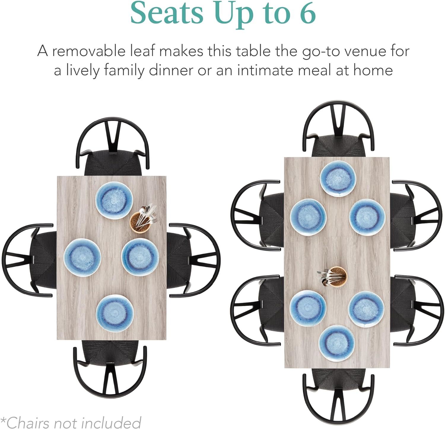 Mesa de comedor extensible de 47 a 63 pulgadas, moderna mesa de cocina