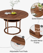 Mesa de comedor redonda de 47 pulgadas para 4 a 6, mesa de cocina con marco de