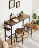 Bar Table and Chairs Set, Industrial Bar Stools Set for 2 with Collapsible Wine