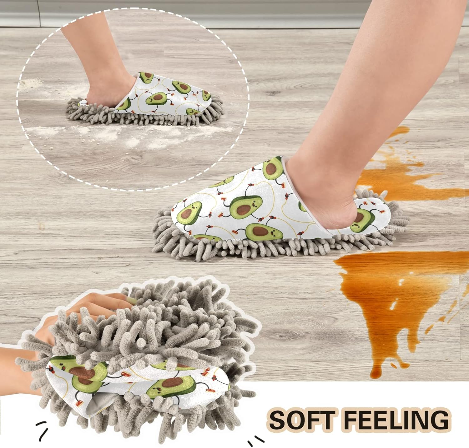 xigua Pantuflas de limpieza de microfibra para hombre y mujer, limpiadores de...