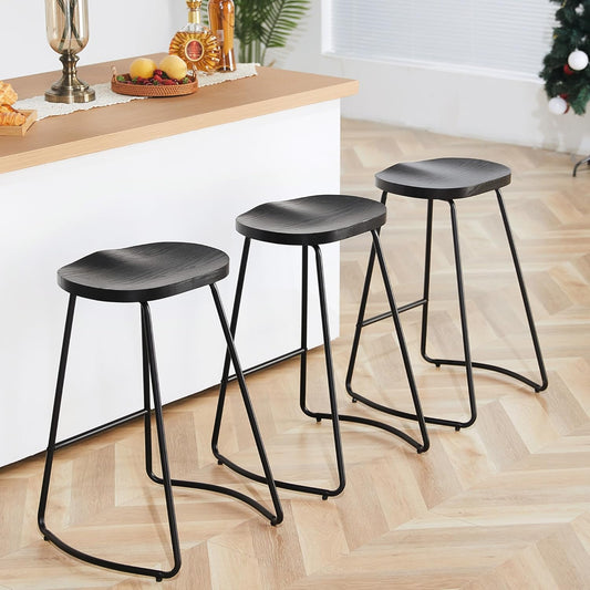 HeuGah Juego de 3 taburetes de bar, taburetes de bar con asiento de silla de...