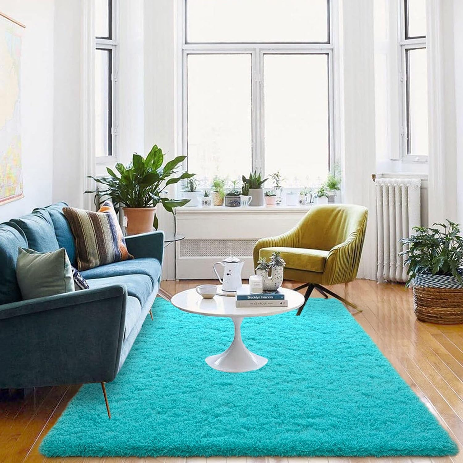 ISEAU Alfombra de área mullida, lanuda y cómoda para interiores, dormitorio de...
