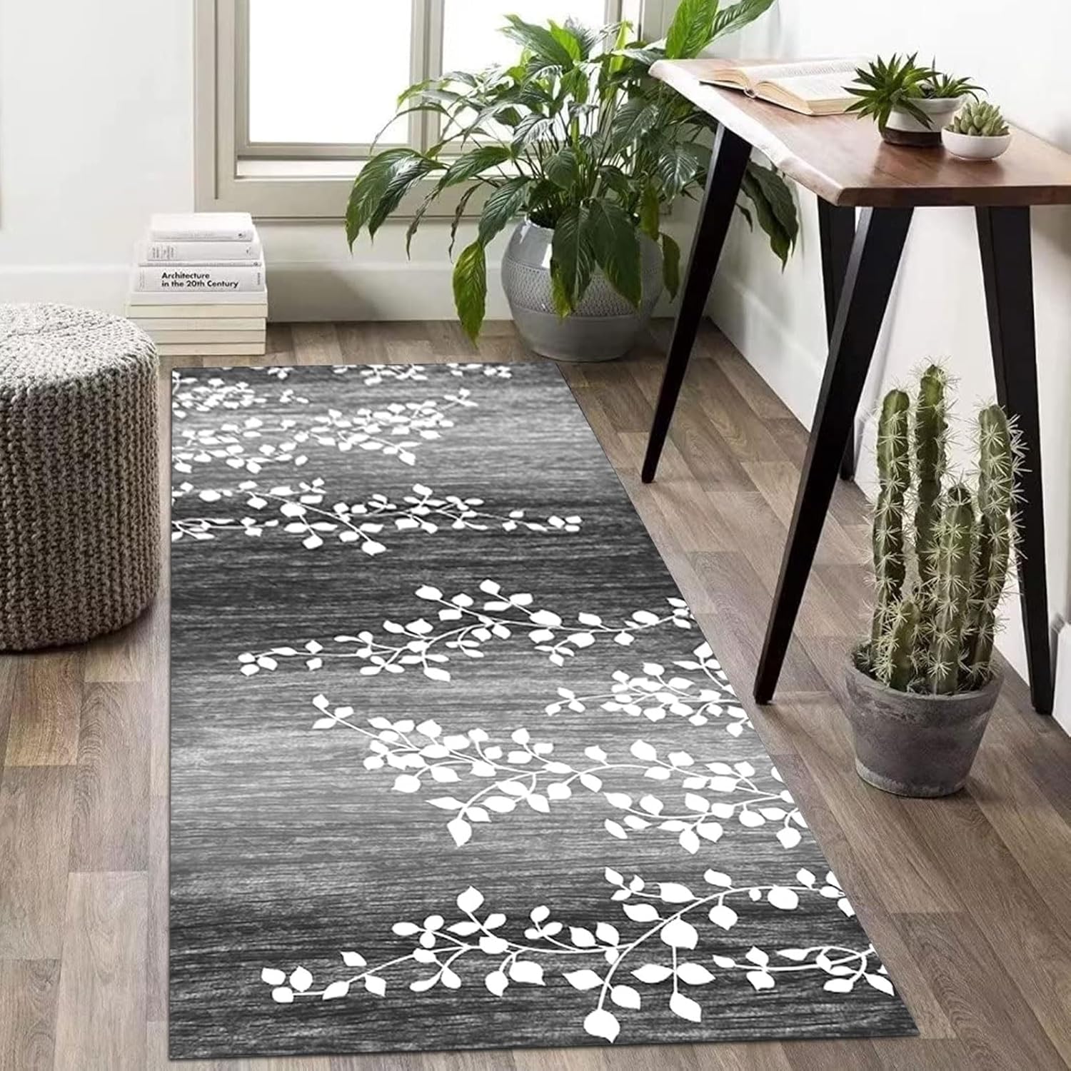 Runner Rug for Entryway, Modern Grey Hallway Long Narrow Rugs Runner Kitchen...