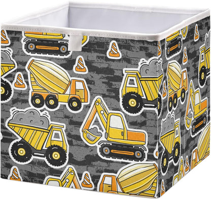 Kigai Construction Machines Cubo de almacenamiento con patrón de máquinas de
