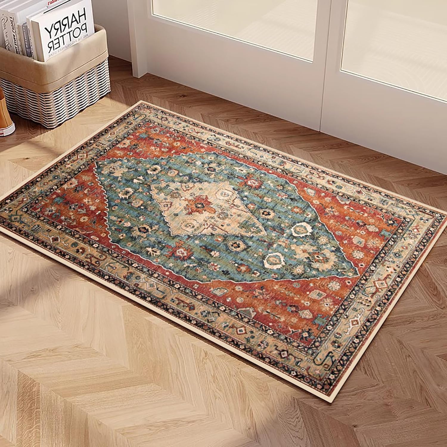 Yancorp Alfombra bohemia de 2 x 3 pies para dormitorio, antideslizante,...