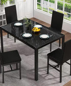 Dining Room Table Set for 4, 5-Piece Kitchen Table Chairs Set of 4, Glass