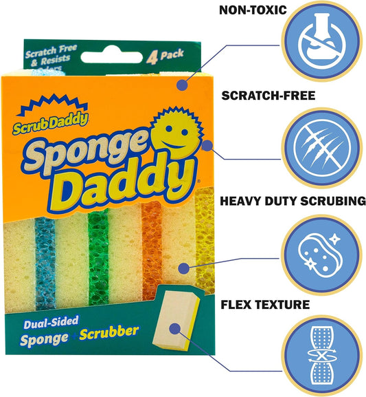 Paño de microfibra reutilizable no abrasivo con (2) Sponge Daddy 4 paquetes,