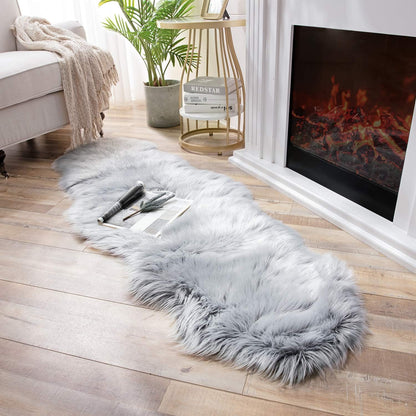 Funda suave de piel de oveja sintética para silla, sofá, alfombra de área para