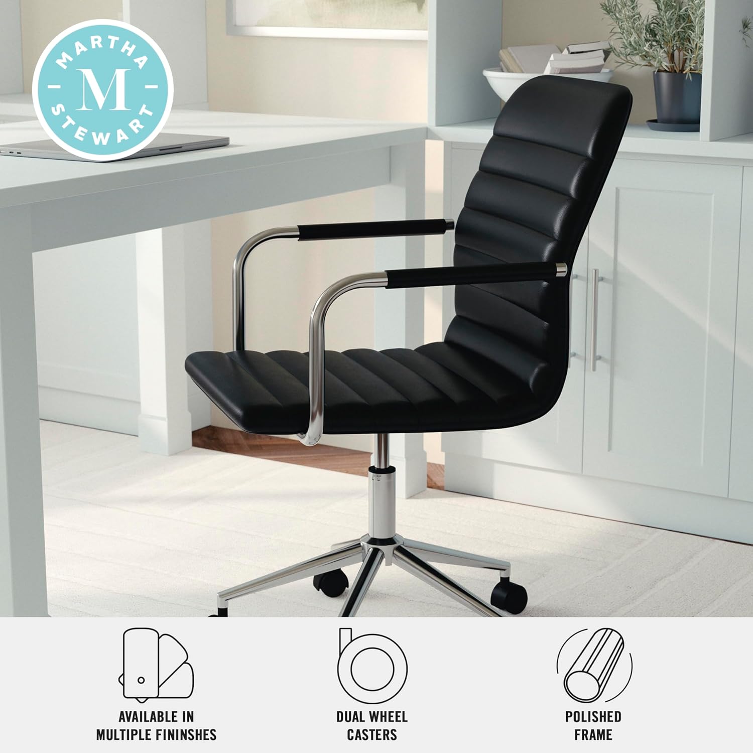 Martha Stewart Taytum - Silla giratoria con reposabrazos para oficina en casa...