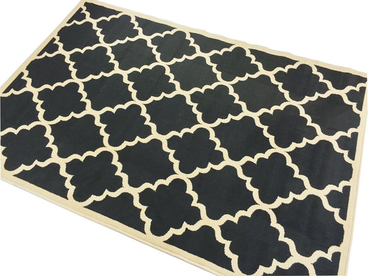 Tapete moderno con diseño enrejado de la colección Modela Sintético Gris oscuro
