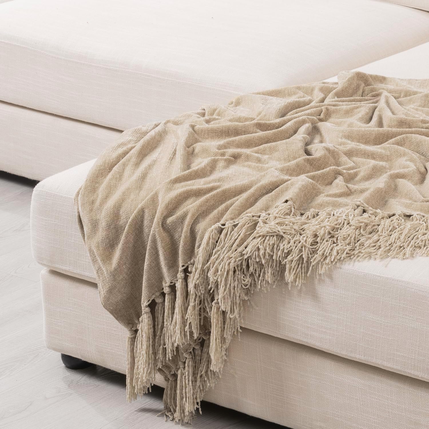 EVERGRACE Manta de felpilla suave para sofá, acogedora manta decorativa de...