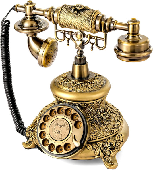 WICHEMI Teléfono vintage retro giratorio teléfono fijo antiguo teléfono antiguo...