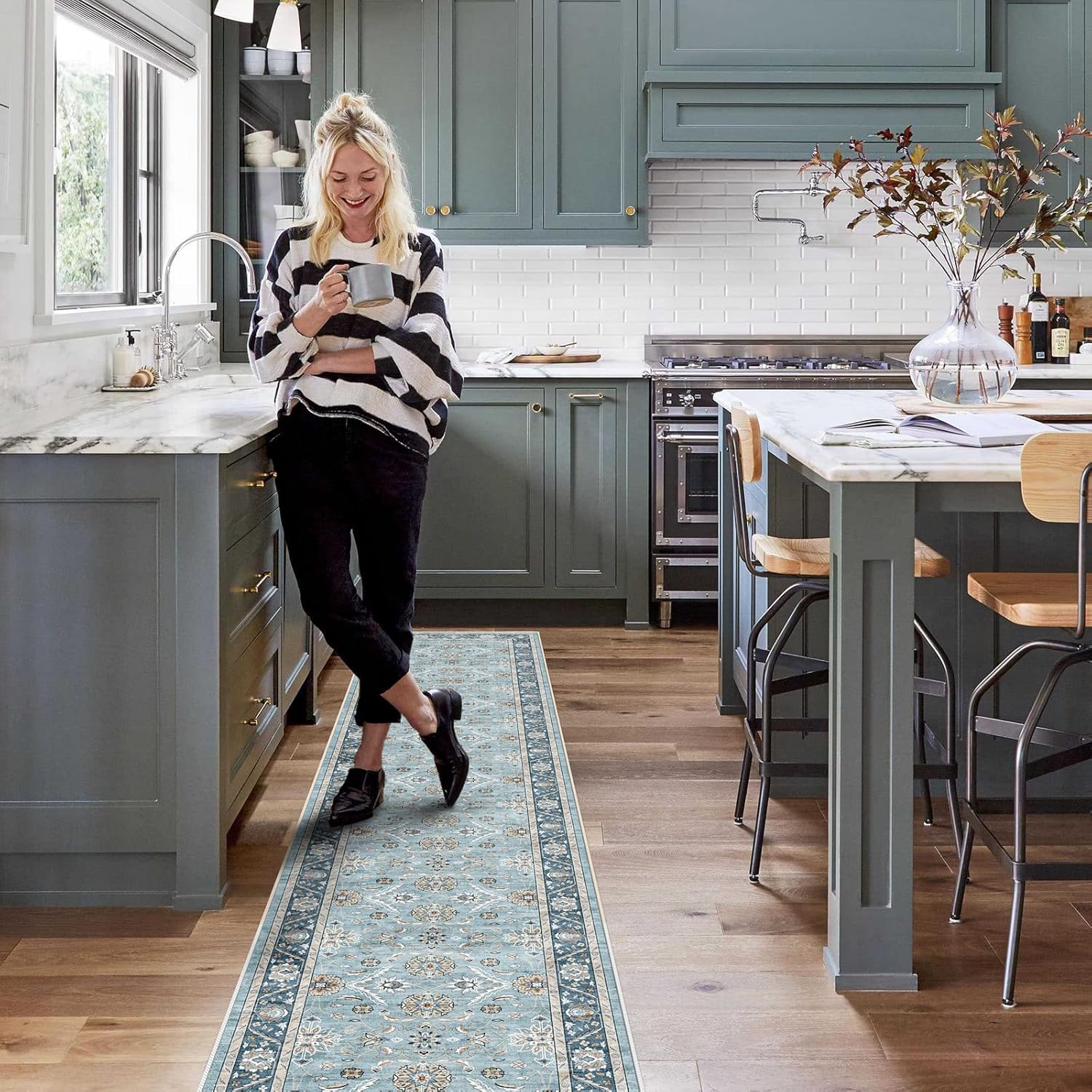 Alfombra de cocina suave antideslizante con parte trasera de goma para baño,