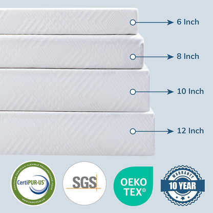EGO Colchón individual de 6 pulgadas, colchón de espuma viscoelástica de té