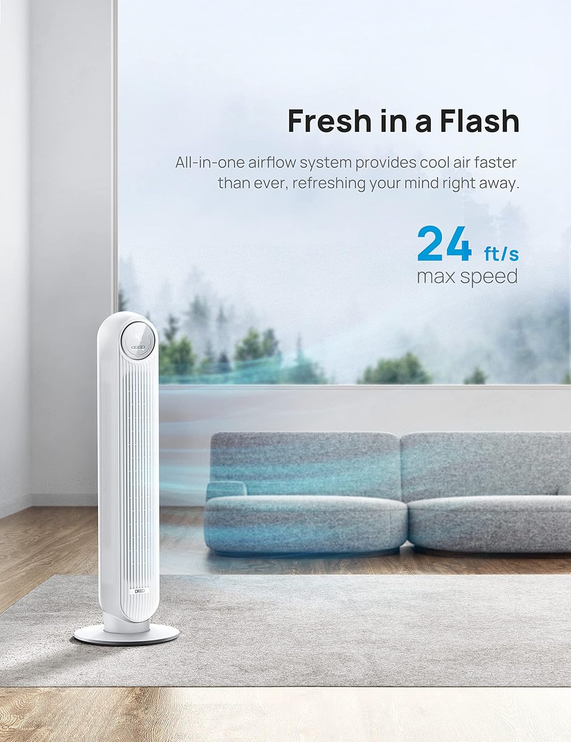 Dreo Ventilador de torre de 42 pulgadas para dormitorio, ventiladores...
