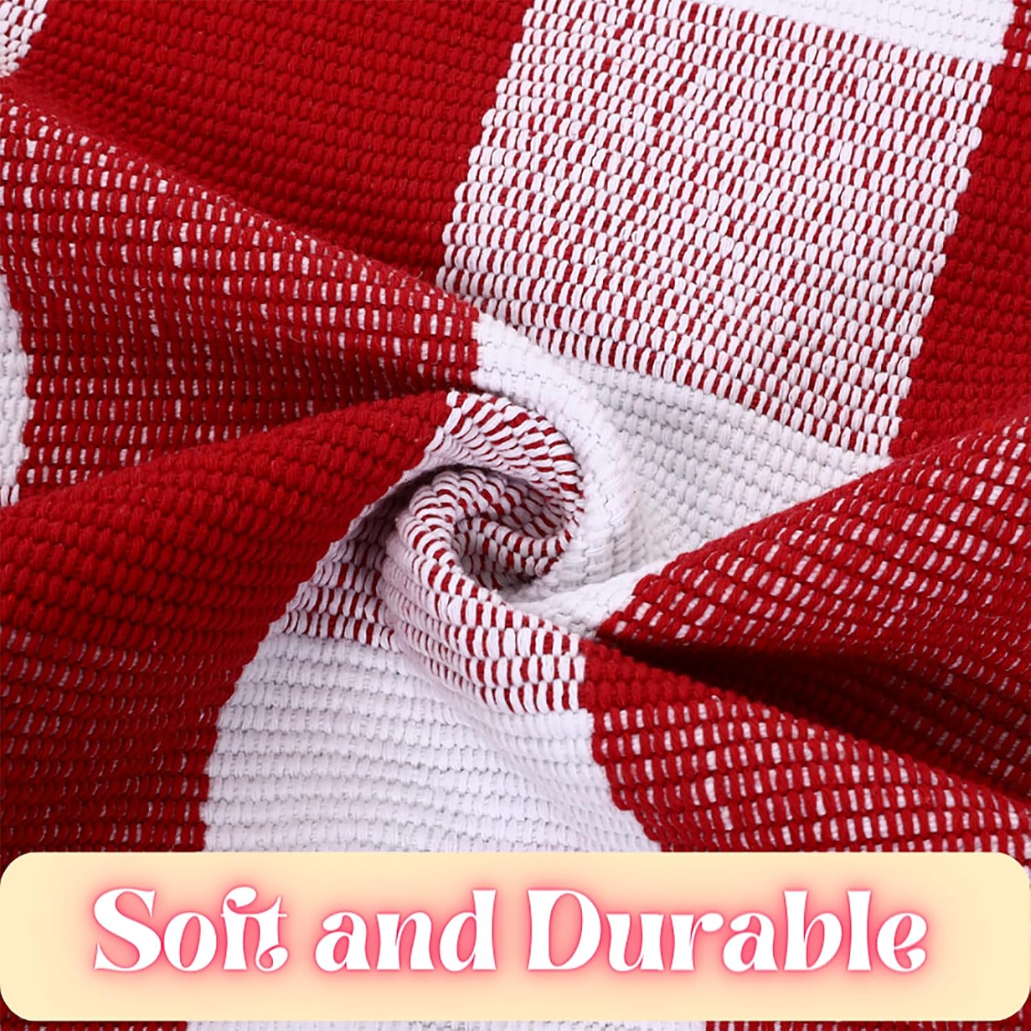 Alfombra de cuadros rojos y blancos, 3 x 5 pies, tapete decorativo de Navidad