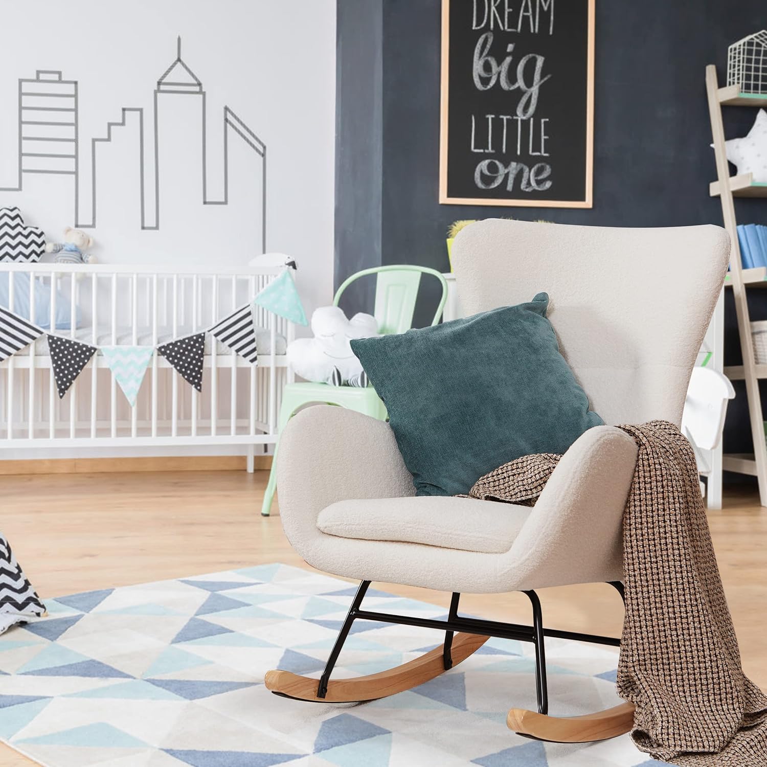 PrimeZone Cómoda mecedora para cuarto de bebé, silla deslizante con respaldo...