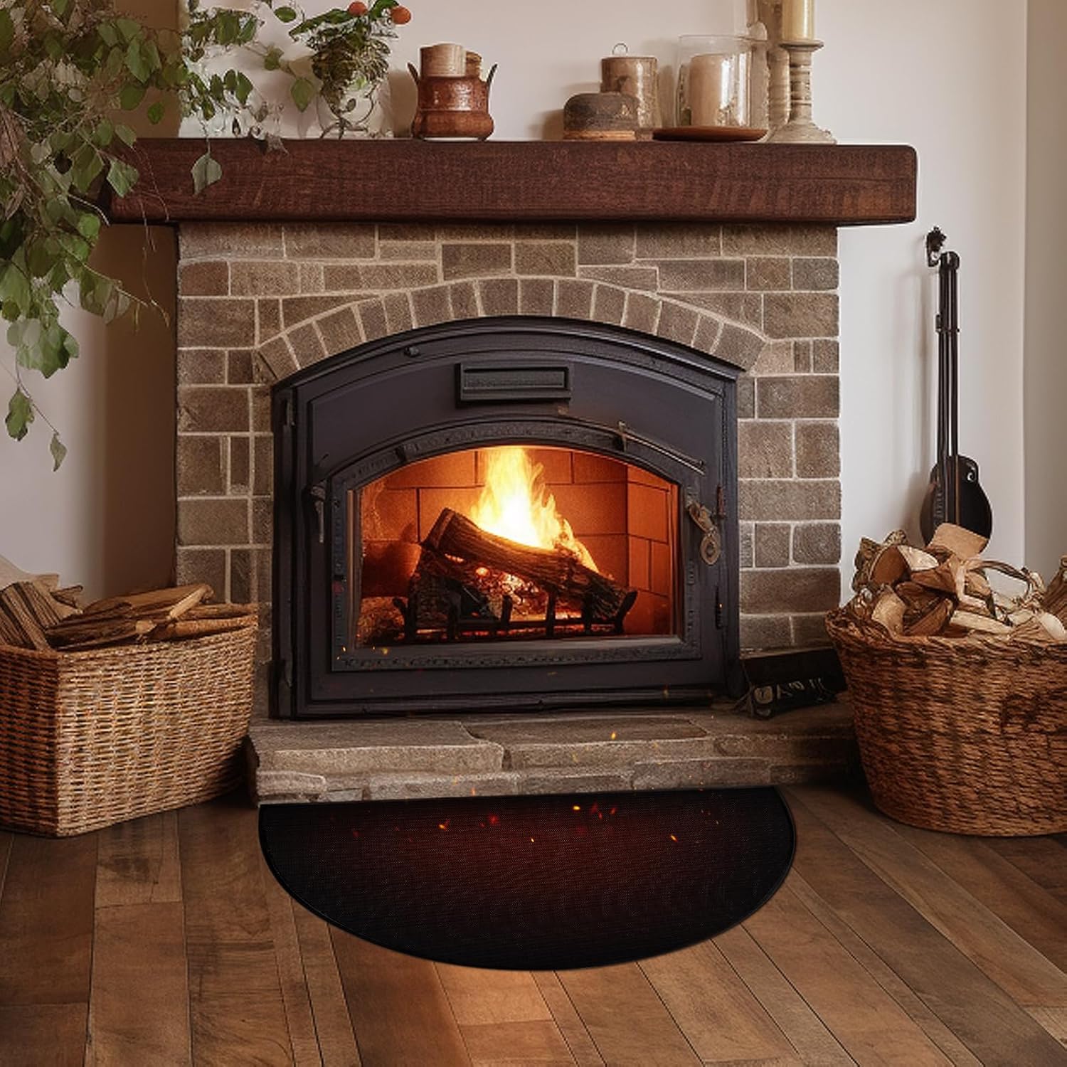 Tapete grueso mejorado para chimenea, de 24 x 42 pulgadas, resistente al fuego,...