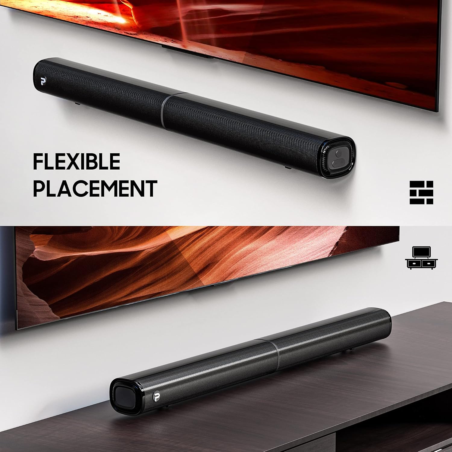 Barra de sonido para TV, barra de sonido PHEANOO 2.1 CH con subwoofer, HDMI...