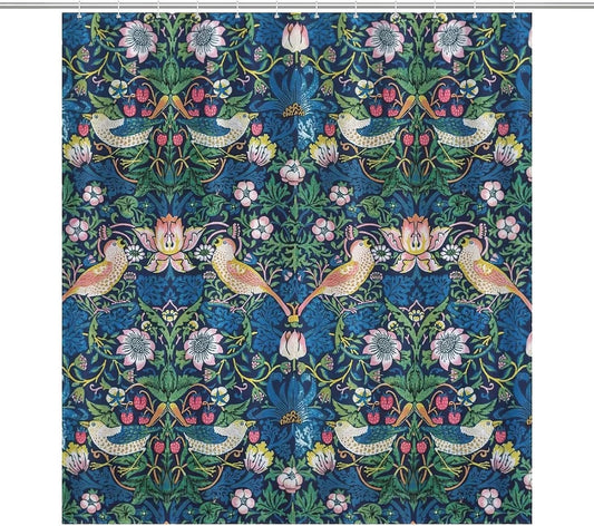William Morris - Cortina de ducha, diseño de flores vintage en acuarela, juego...