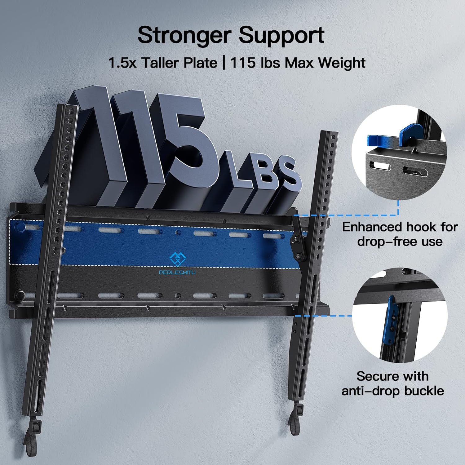 PERLESMITH - Soporte de pared reclinable para TV pantalla plana, LED, LCD, OLED...