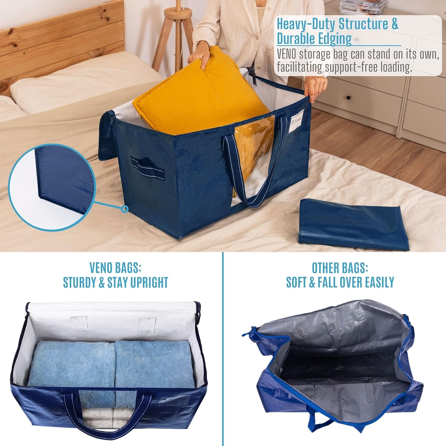Paquete de 6 bolsas de mudanza, bolsas de almacenamiento de edredón y mantas