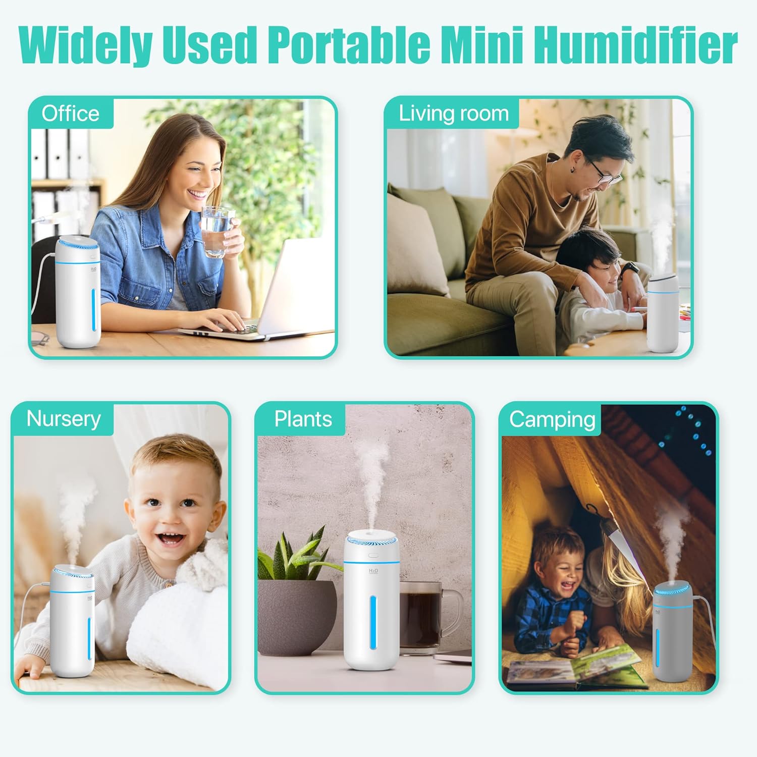 Humidificadores pequeños para dormitorio, habitación, oficina, 13.5 fl oz,...