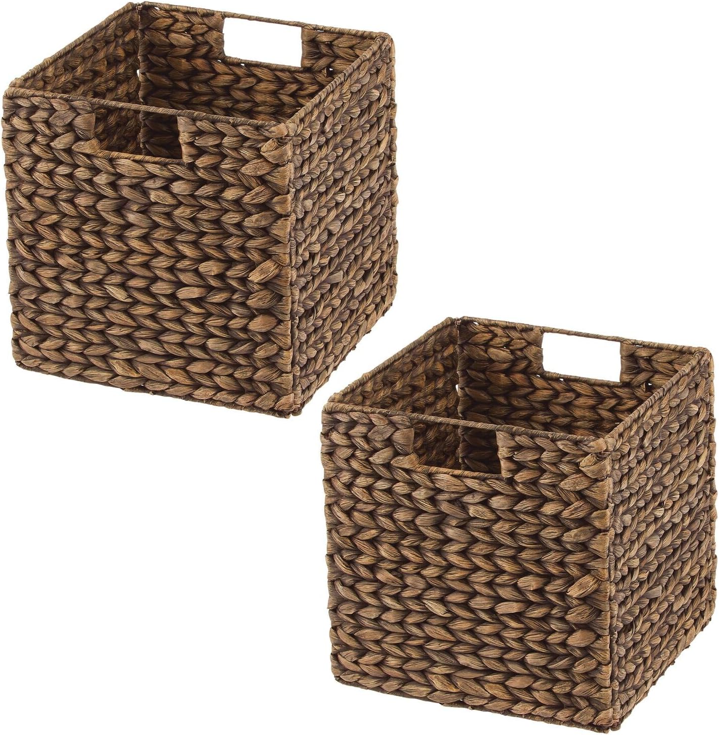 mDesign L Cesta de almacenamiento tejida con jacinto, en forma de cubo, 2