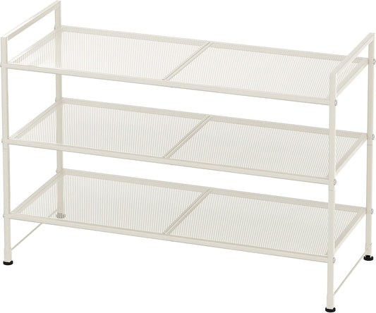 Simple Houseware Zapatero apilable de malla de 3 niveles, color blanco