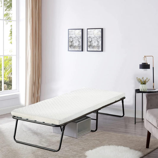 Mayton, Cama plegable plegable de 14 pulgadas con colchones de espuma