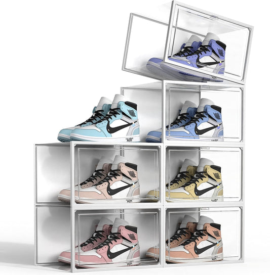 SEE SPRING Paquete de 6 cajas de almacenamiento de zapatos, organizador de...