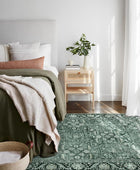 Lahome Alfombras vintage de 5 x 7 pies, lavables de color verde, para sala de...