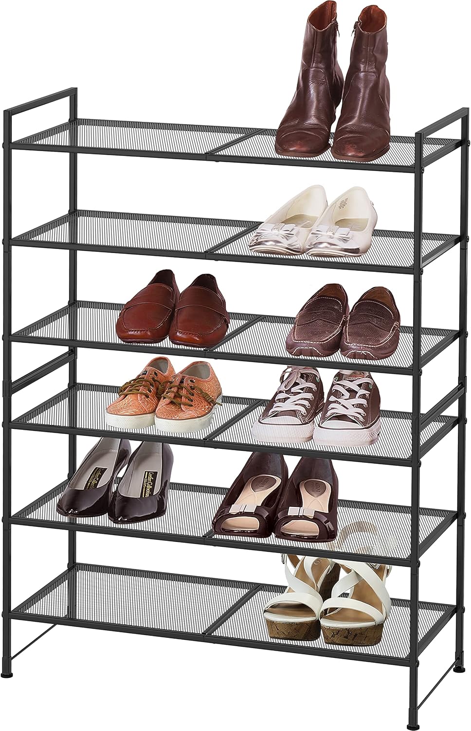 Simple Houseware Zapatero apilable de malla de 3 niveles, negro