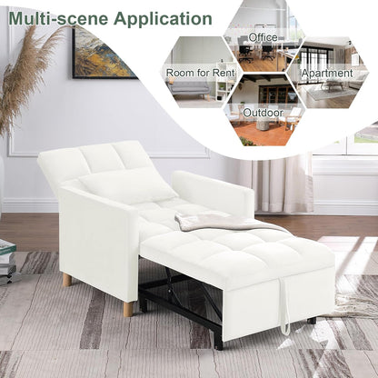 Sofá cama convertible 3 en 1 con almohada, respaldo ajustable y tela de
