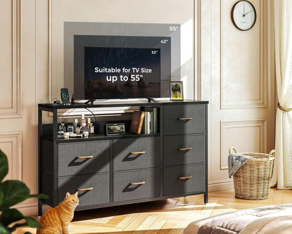 Soporte de TV con toma de corriente, soporte de TV de 52 pulgadas de largo con