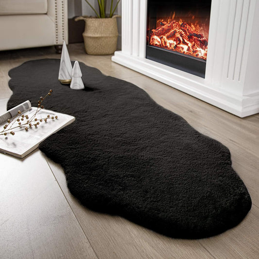 Funda de piel de conejo sintética para silla, funda para sofá, alfombra pequeña