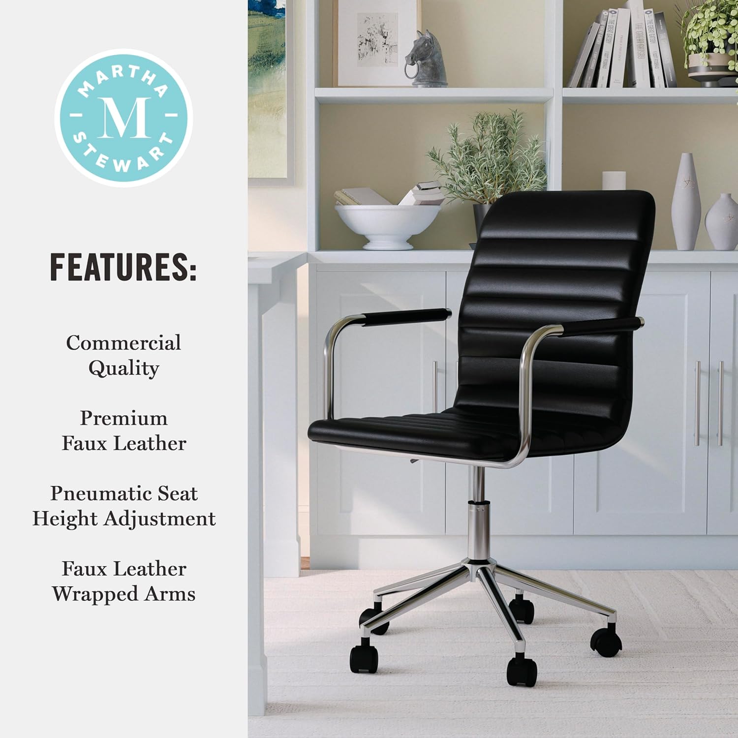 Martha Stewart Taytum - Silla giratoria con reposabrazos para oficina en casa...