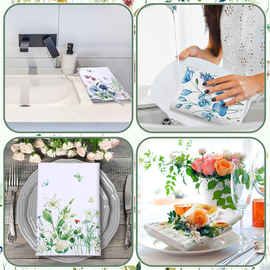 Geyoga 6 paños de cocina florales de Navidad, flamenco, toallas de mano,...